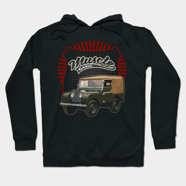 Land Rover Defender 1948 car muscle Hoodie by JocelynnBaxter